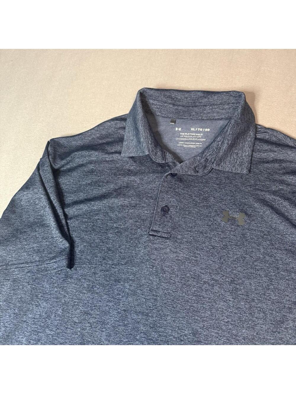 Under Armour The Playoff Polo Heather Blue Short Sleeve Mens Size XL Lightweight